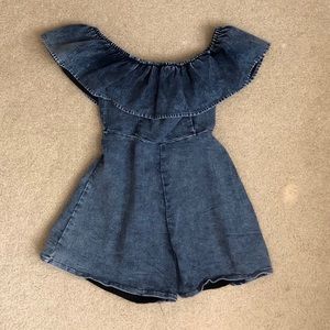Off the shoulder Jean romper